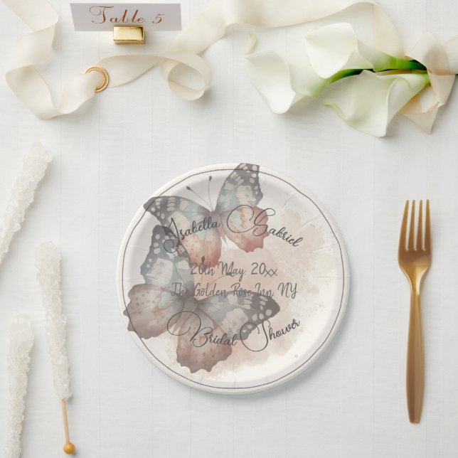 Prato De Papel Lindíssimo Chá de Noiva Borboleta (Casamento)