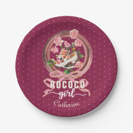 Prato De Papel Lindo Nome de Menina Rosa Rococó Sapato Rosas Arco