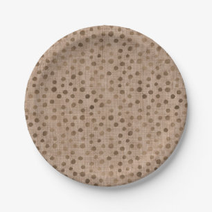 Prato De Papel Linen Brown Dots Chic Brit Tribe Rustic Modern