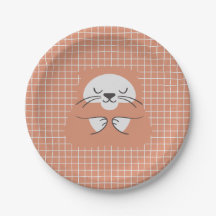 Linha de grade personalizada marrom gato fofo