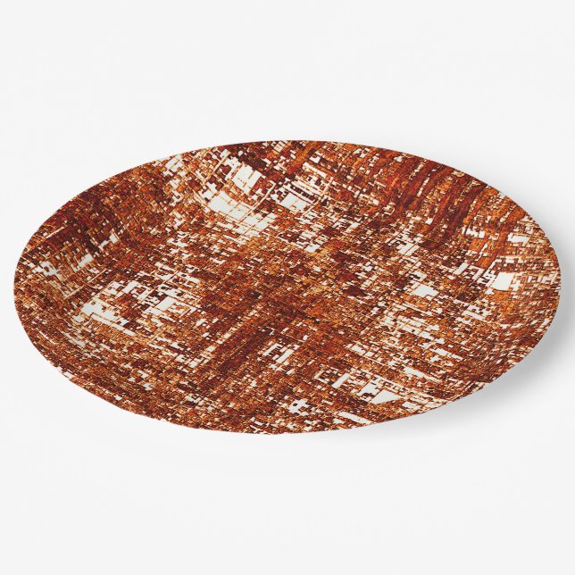 Prato De Papel Linhas cruzadas e entalhe de quadrados enferrujado (Inclinado)