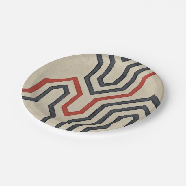 Prato De Papel Linhas Gráficas Laranja e Azul (Inclinado)