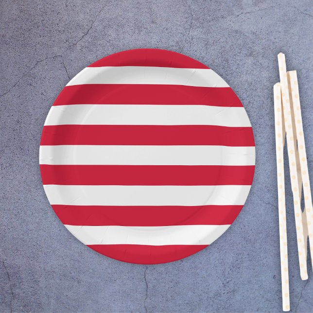 Prato De Papel Linhas Vermelhas 4 De Julho (Red Lines 4th Of July Paper Plates
)