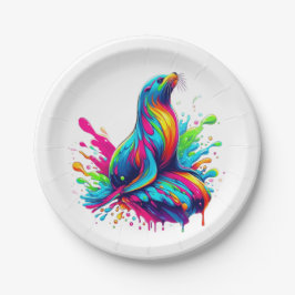 Prato De Papel Lion do Mar Colorido