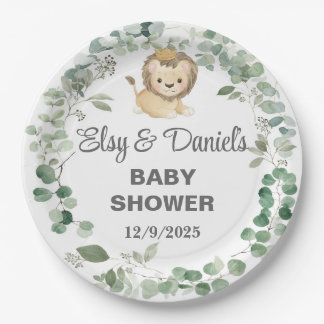 Prato De Papel Lion King, Lion Cub baby shower paper plates.
