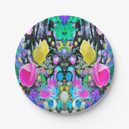 Prato De Papel Lírio Olhador, Rosa e Hibisco Rosa Colagem