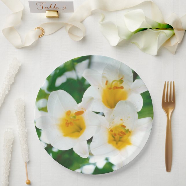 Prato De Papel Lírios brancos - Símbolo do amor (Casamento)