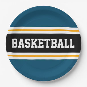 Prato De Papel Listras de BASKETBALL Azul Laranja Preto do Oceano
