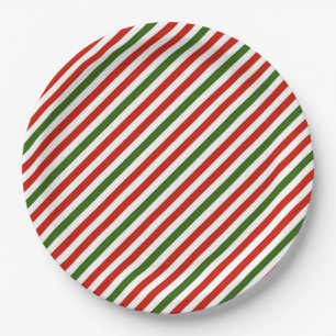 Prato De Papel listras de cores de Natal,