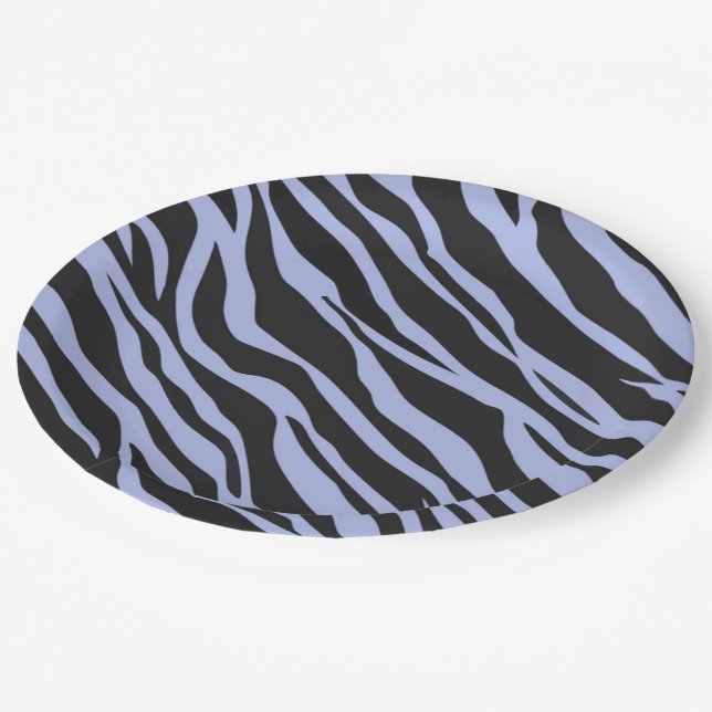Prato De Papel Listras de Zebra Azul Céu (Inclinado)
