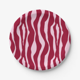 Prato De Papel Listras de zebra - Borgonha e Rosa