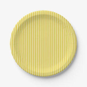 Prato De Papel Listras Elegantes Branco - Amarelo Dourado