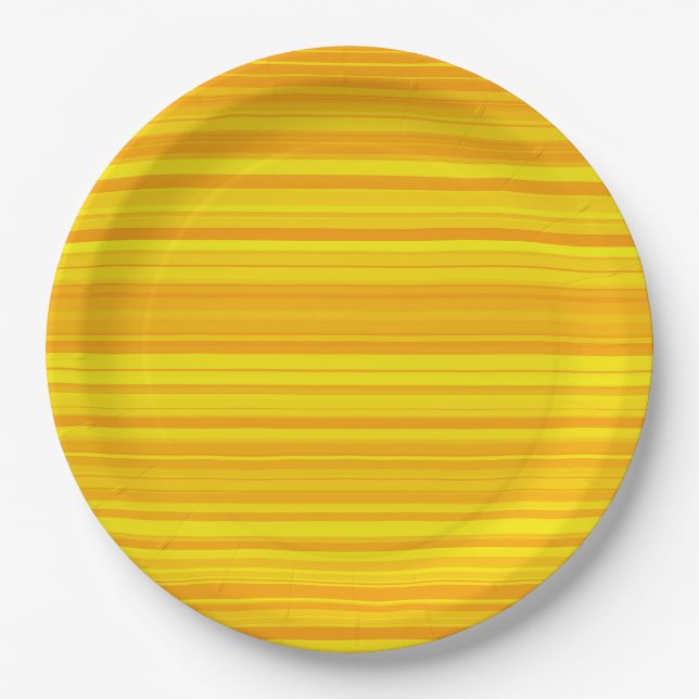 Prato De Papel Listras Laranja Amarelo (Frente)