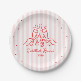 Prato De Papel Listras Rosa Galentine's