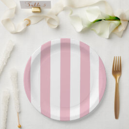 Prato De Papel Listras Rosa, Listras Brancas, Padrões Laminados