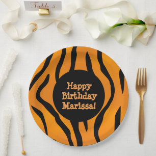 Prato De Papel Listras selvagens personalizadas do tigre da coisa