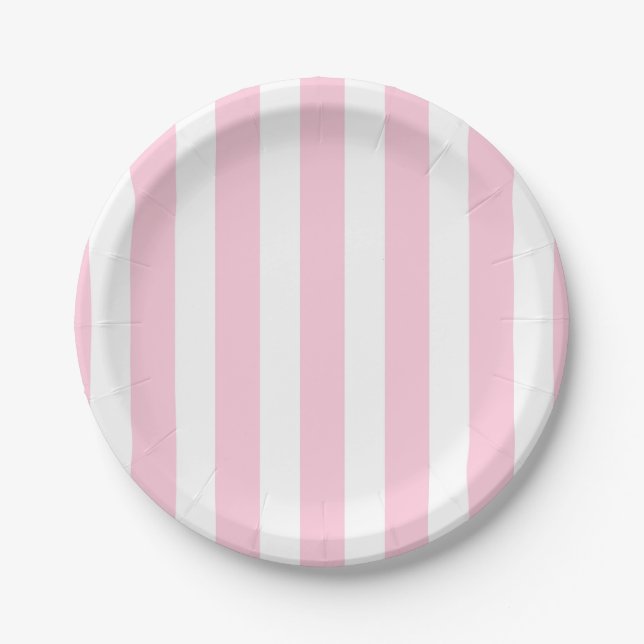 Prato De Papel Listras Verticais Rosa e Branco Estilo Chic Despoj (Frente)