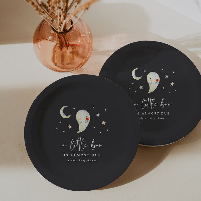 Prato De Papel Little Boo Halloween Ghost Baby Shower (Criador carregado)