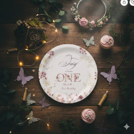 Prato De Papel Little Fairy Floral Garden First Birthday 