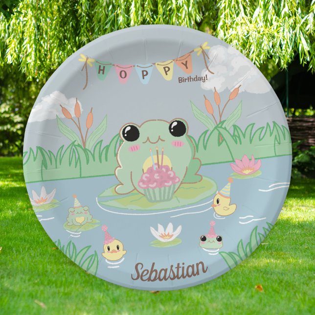 Prato De Papel Little Frog Pond Kid's Birthday (Criador carregado)