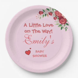 Prato De Papel Little Love On The Way! Pink Baby Shower 