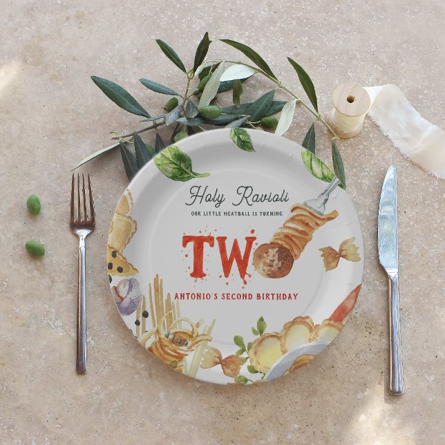 Prato De Papel Little Meatball | Holy Ravioli Second Birthday (Criador carregado)