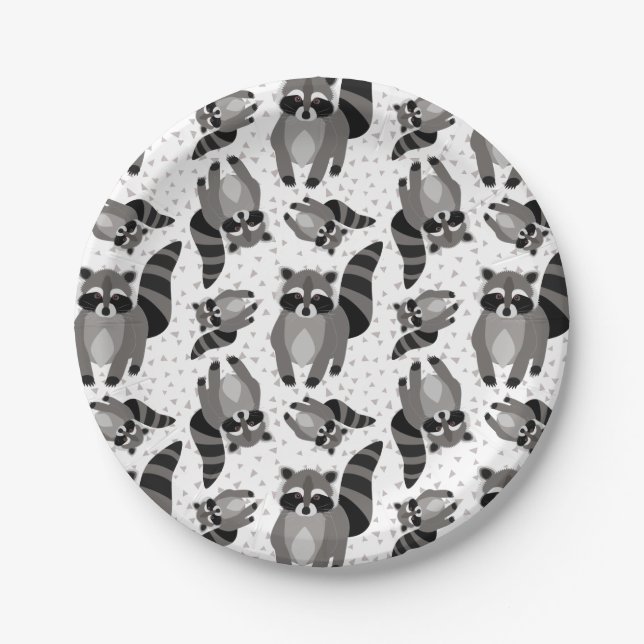 Prato De Papel Little Raccoon Rascal vem Jantar (Frente)