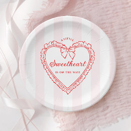 Prato De Papel Little Sweetheart Baby Shower Paper Plates