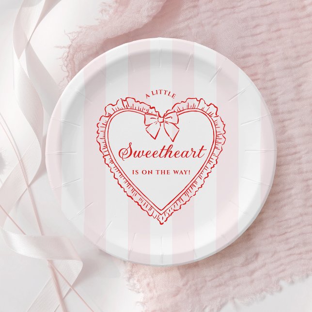 Prato De Papel Little Sweetheart Baby Shower Paper Plates (Criador carregado)
