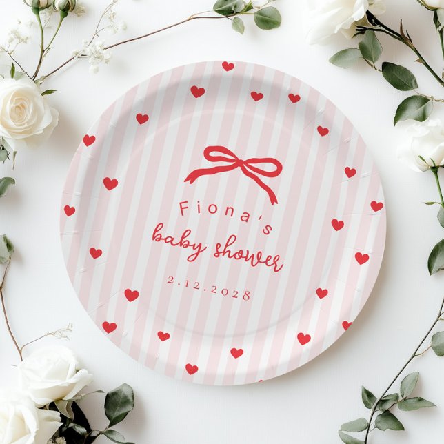 Prato De Papel Little Sweetheart Bow Valentines Baby Shower (Criador carregado)