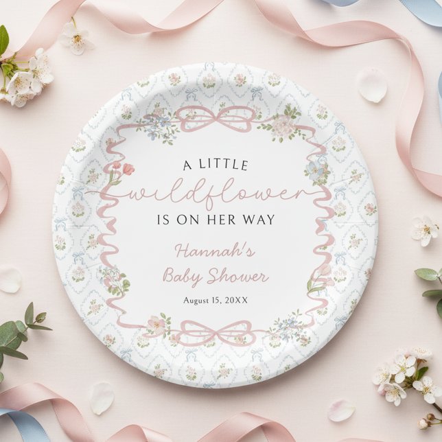 Prato De Papel Little Wildflower Baby Shower  (Criador carregado)