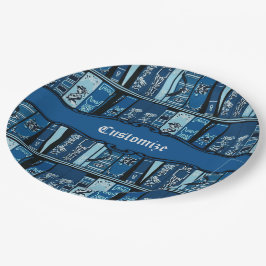 Prato De Papel Livro Azul Prateleiras Livros de Vintage