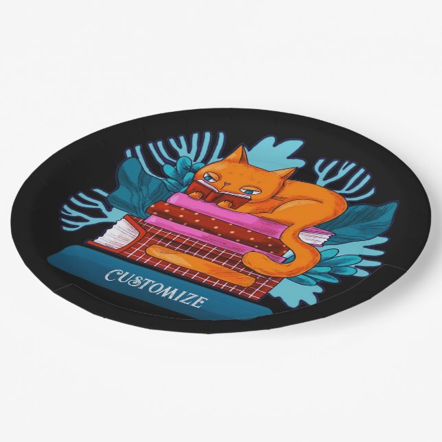 Prato De Papel Livros Aprovados para Gatos Personalizados (Inclinado)