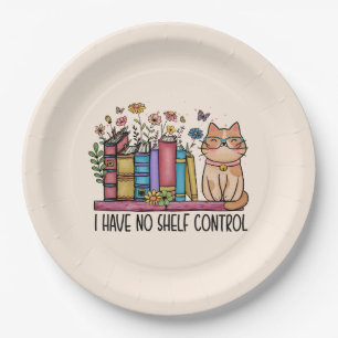 Prato De Papel Livros Florais e Gatos