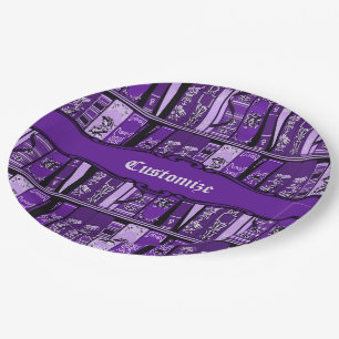 Prato De Papel Livros Roxos Prateleiras Livros Vintage