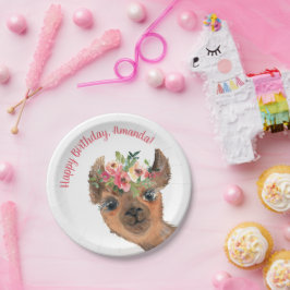 Prato De Papel Llama Boho Personalizado