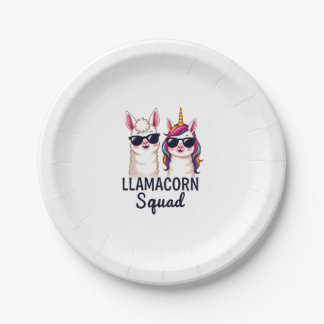 Prato De Papel Llamacorn Squad Funny Unicorn Llama Squad Christma