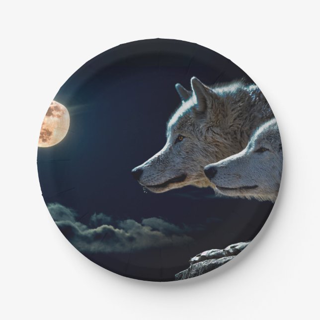 Prato De Papel Lobos e lua tola (Frente)