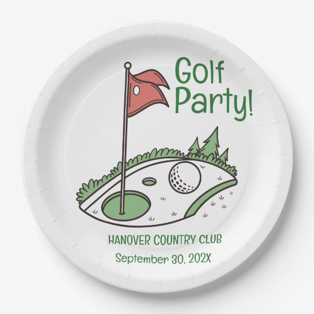 Prato De Papel Local da Placa de Golfe Personalizada, Data (Frente)