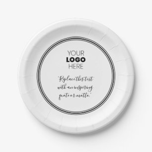 Prato De Papel Logotipo personalizado Papel branco preto moderno