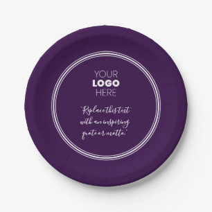 Prato De Papel Logotipo personalizado Placa de papel roxa branca 