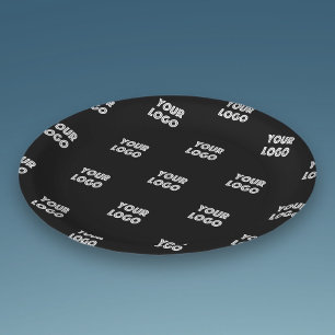 Prato De Papel Logotipo simples de repetição Preto
