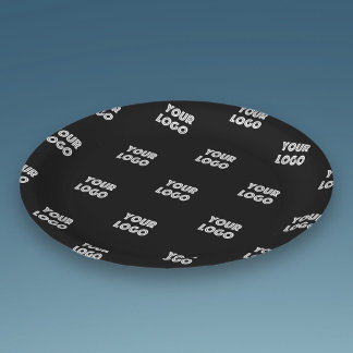 Prato De Papel Logotipo simples de repetição | Preto