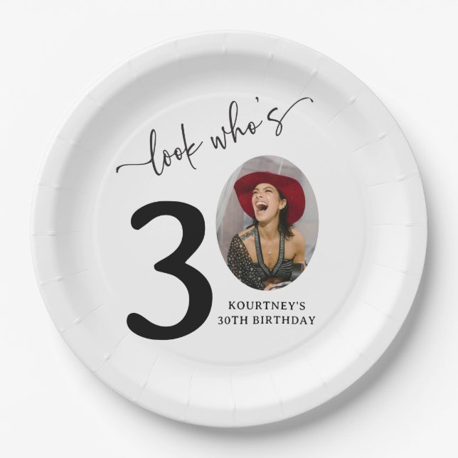 Prato De Papel Look Who's 30! Modern Photo 30th Birthday (Frente)