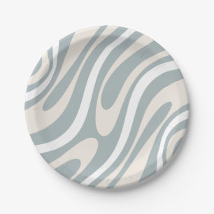 Prato De Papel Loops de onda Retroativo Padrão de Abstrato modern