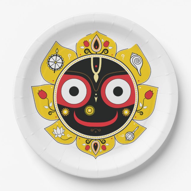 Prato De Papel Lord Jagannath Face Hindu Deity Spiritual (Frente)