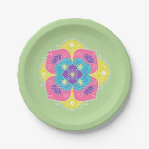 Prato De Papel Lotus Pastel brilhante Rangoli