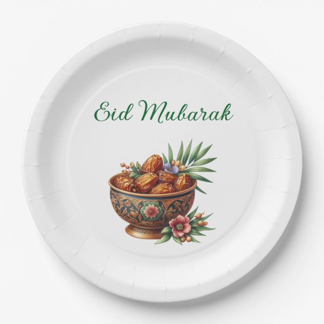 Prato De Papel Louça de Placa de Papel - Eid Mubarak (Frente)