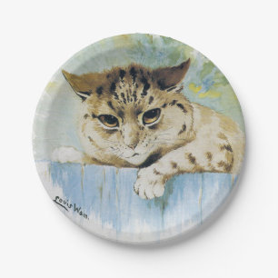 Prato De Papel Louis Wain - Ilustração do Gato Vintage ao Lado