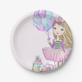 Prato De Papel Loura-de-Aniversário Rosa-Rosa, Unicórnio